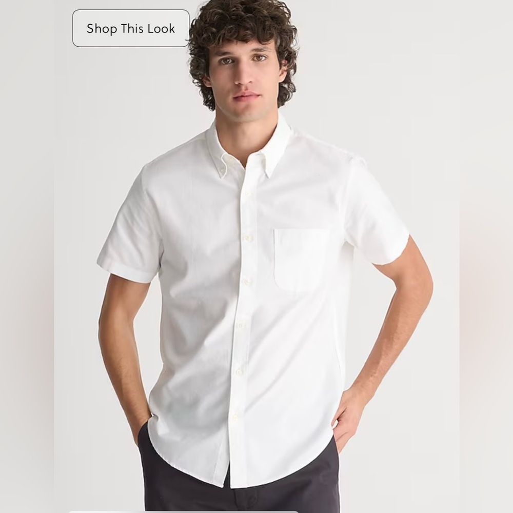 J.Crew Short-sleeve Broken-in organic cotton oxford shirt in white